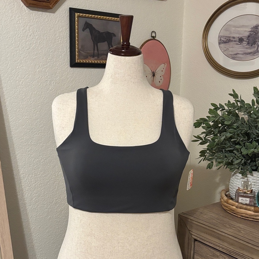 FP Movement Never Better Square Neck Sport Bra-Dark Gray-Size XL